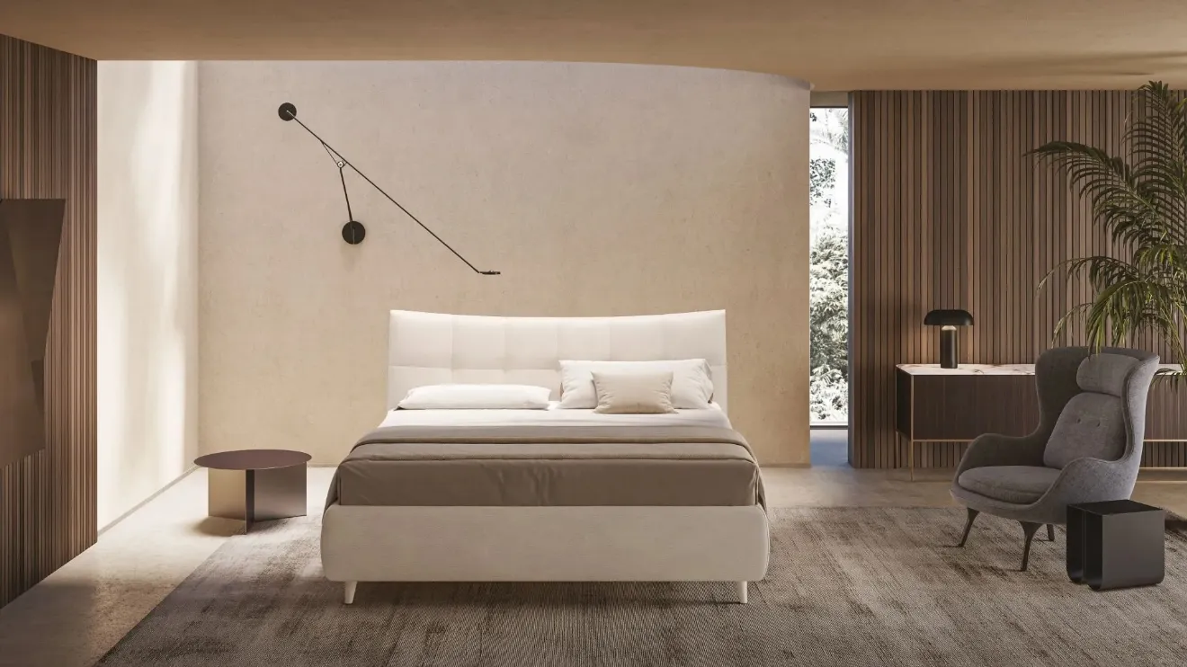 Lit avec tête de lit capitonnée Allison d'Ergogreen