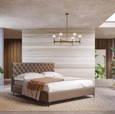 Lit en cuir avec tête de lit capitonnée Carlotta d'Ergogreen