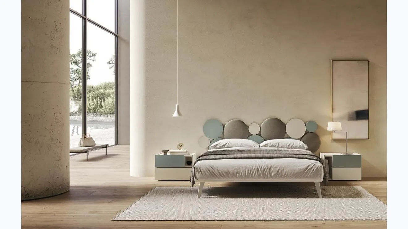 Lit double avec tête de lit Dot N17 de Mobilgam
