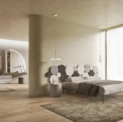 Lit double avec tête de lit Dot N17 de Mobilgam.