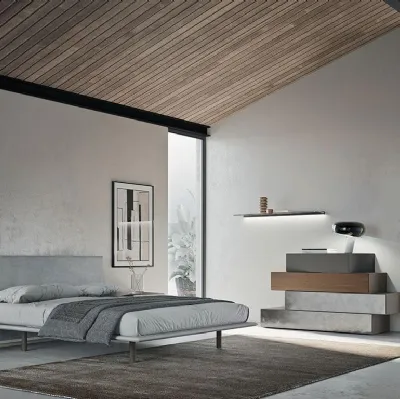 Lit double Silom en tissu rembourré de Mobilgam