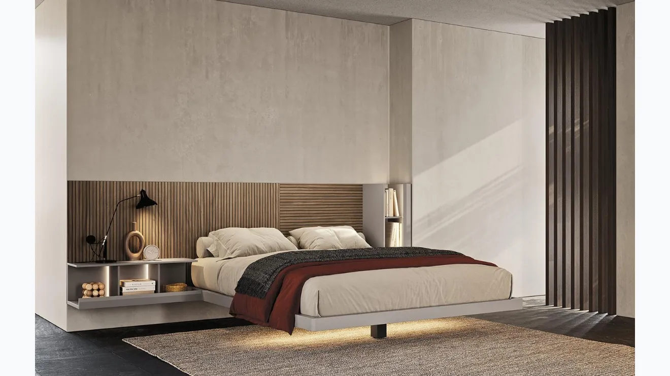 Lit double Système Rideau N02 en bois et laqué de Mobilgam
