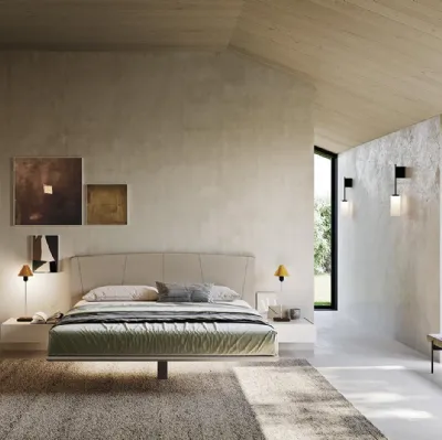 Lit suspendu N16 avec une tête de lit rembourrée en tissu de Mobilgam