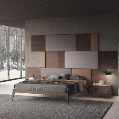 Lit double Tetris en bois et tissu Mobilgam