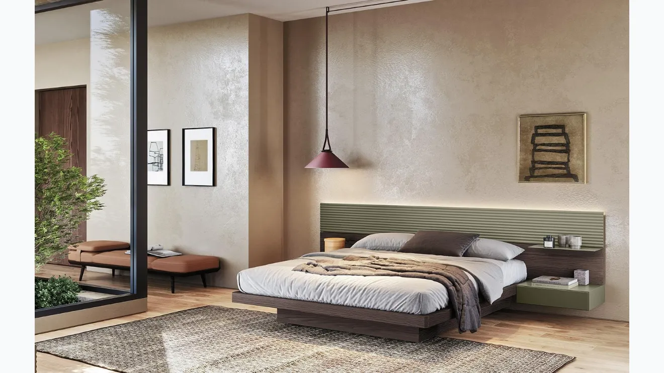 Lit en bois laqué Wall System Contenitore N14 de Mobilgam.
