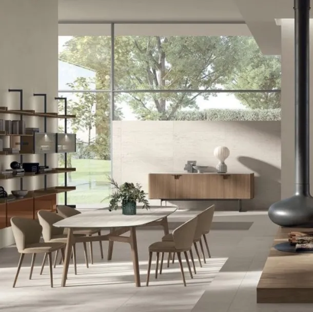 Chaise Meryl en tissu et bois de chez Tomasella