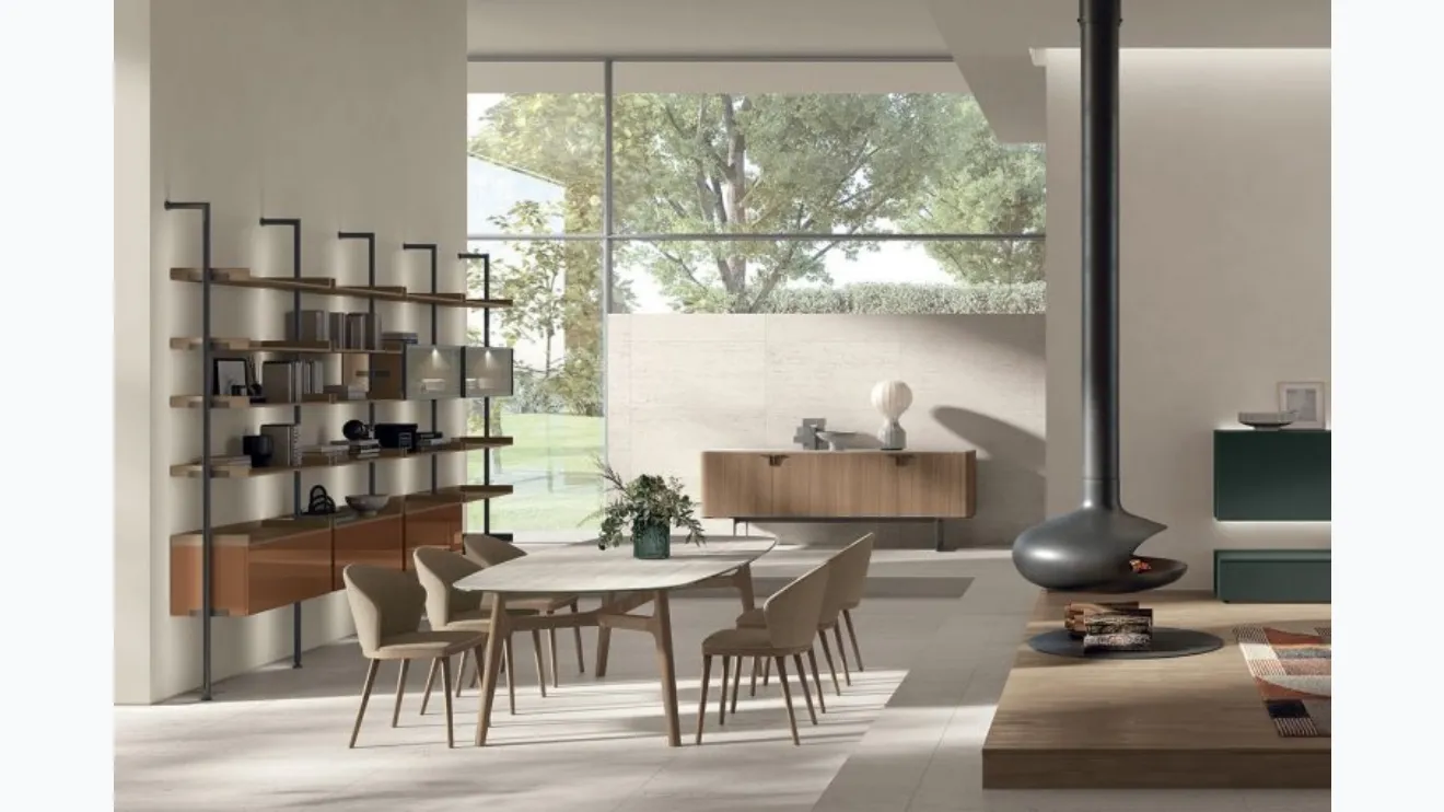 Chaise Meryl en tissu et bois de chez Tomasella