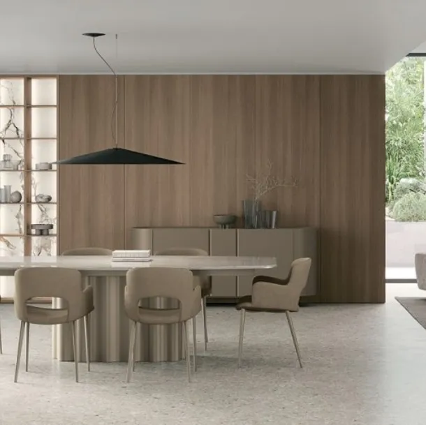 Table Fortuny avec plateau en grès et structure en métal de Tomasella