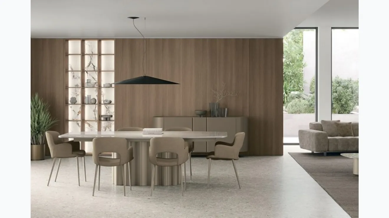 Table Fortuny avec plateau en grès et structure en métal de Tomasella