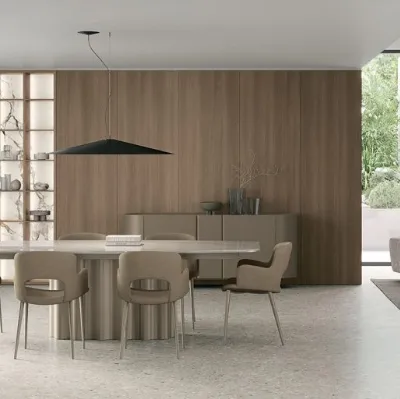 Table Fortuny avec plateau en grès et structure en métal de Tomasella