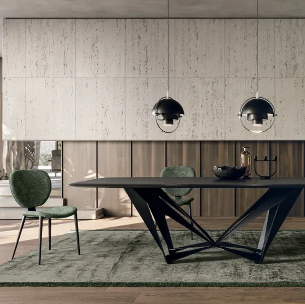 Table en placage de frêne teinté charbon Papillon de Sedit