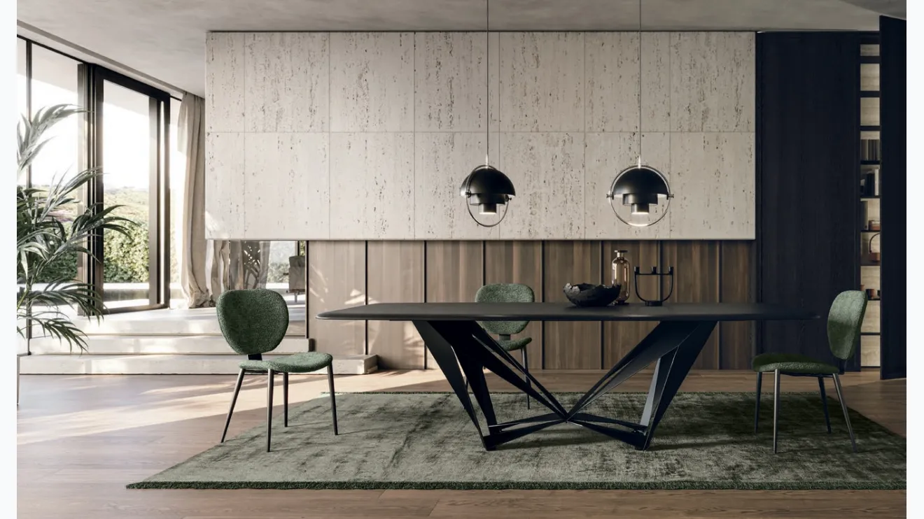 Table en placage de frêne teinté charbon Papillon de Sedit