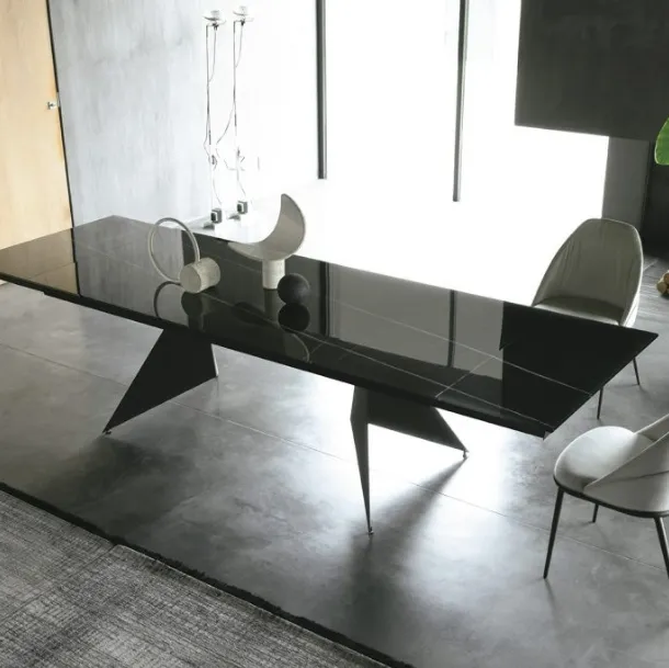 Table extensible Vela avec finition Glass Decor de Sedit