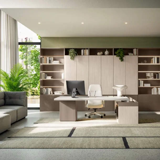 Bureau de direction et bibliothèque OF115 de Giessegi.