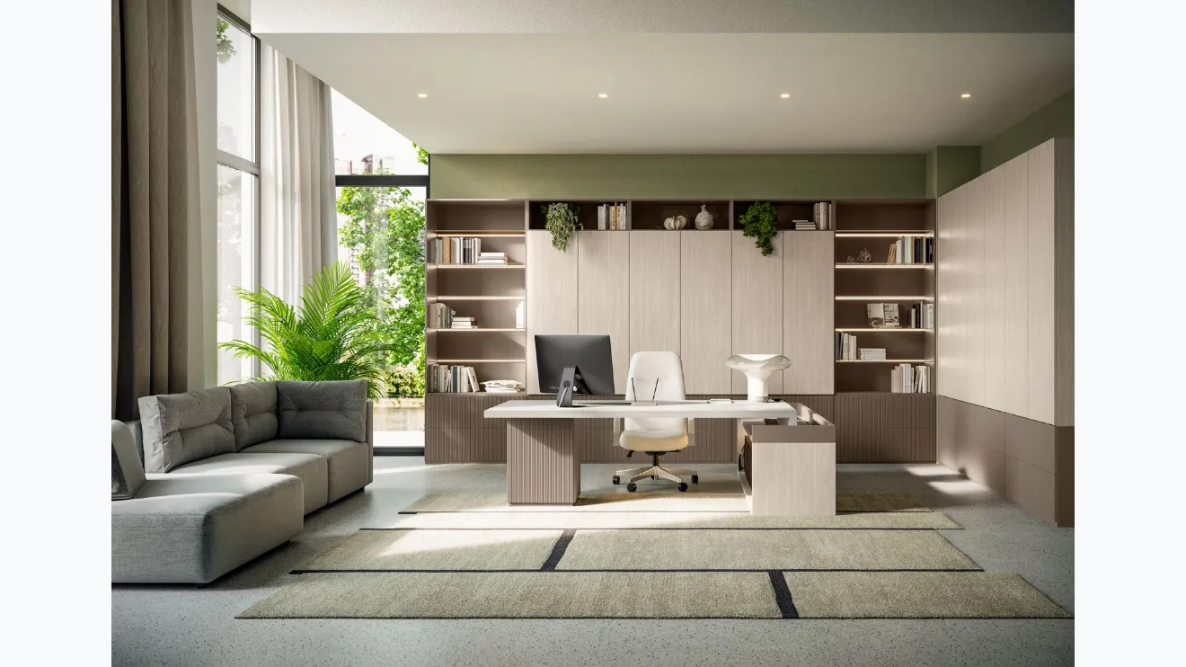 Bureau de direction et bibliothèque OF115 de Giessegi.