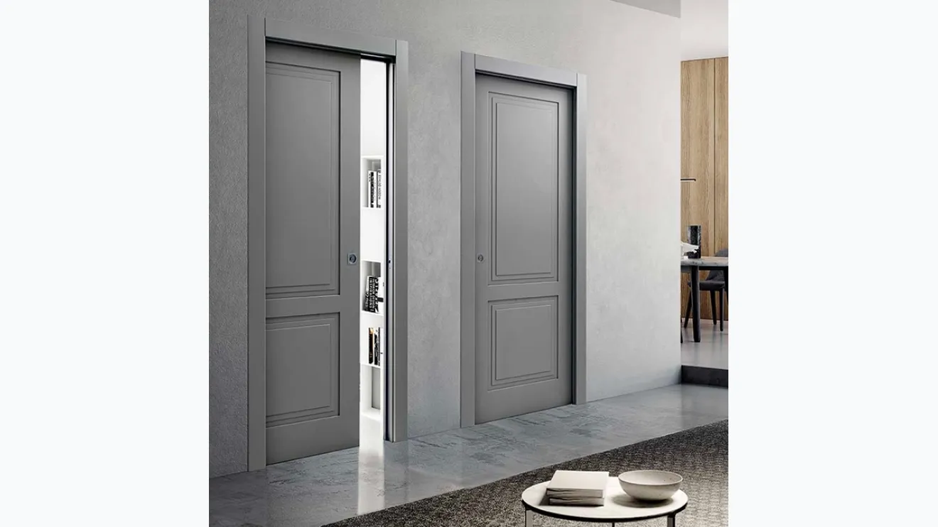 Porte coulissante intérieure escamotable PantoNext LP8 en laqué Quartz Mat de BiHome.