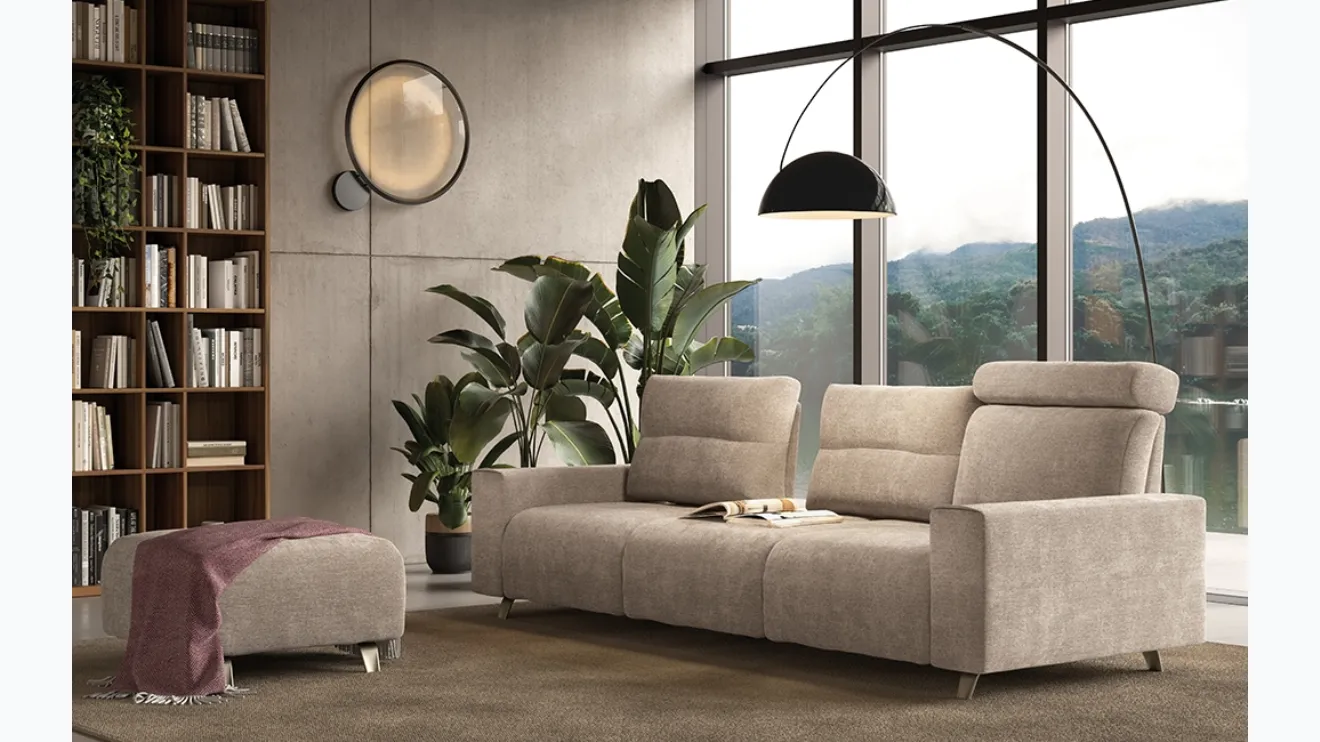 Canapé linéaire Push avec dossier réglable en deux profondeurs de Rigosalotti.